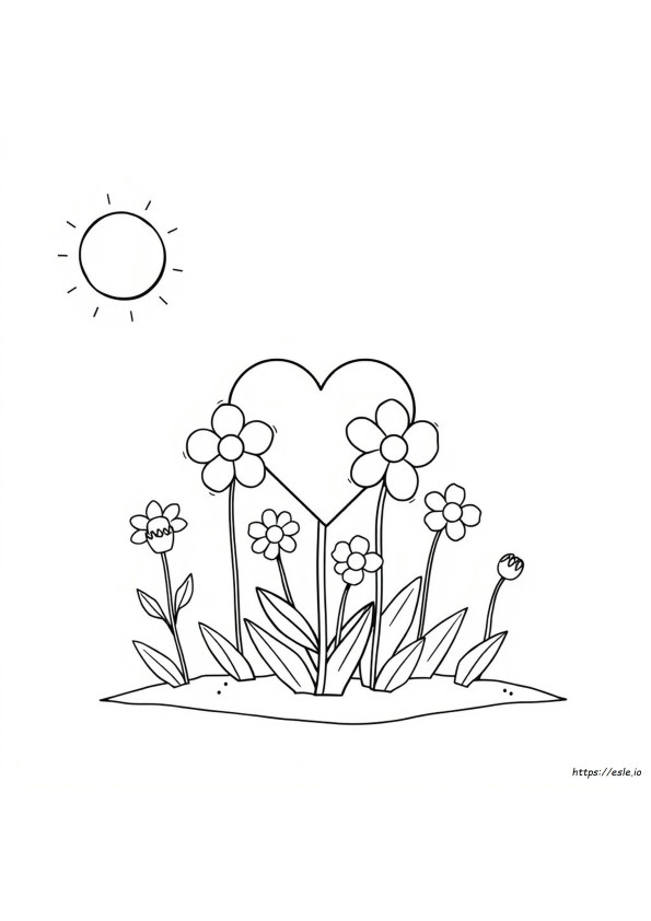 Easy Heart Flower Coloring Pages