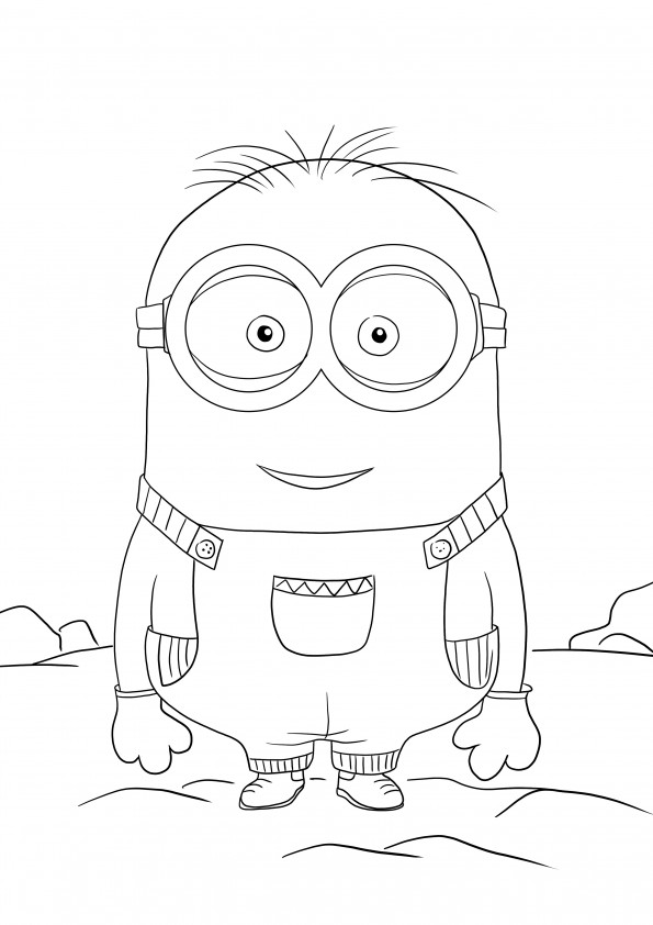 The Minion Dave coloring image is here to be downloaded and colored for free