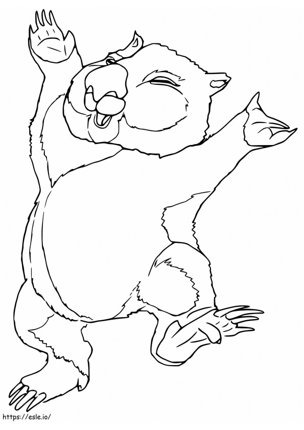 Coloriage Wombat heureux de dessin animé à imprimer dessin