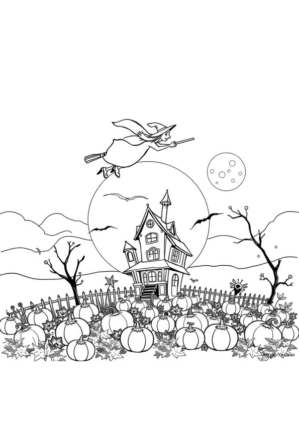 Gambar Mewarnai Musim Gugur Dan Halloween Yang Dapat Dicetak Gratis