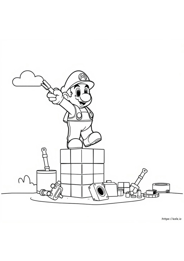 Gambar Mewarnai Mario Pembangun