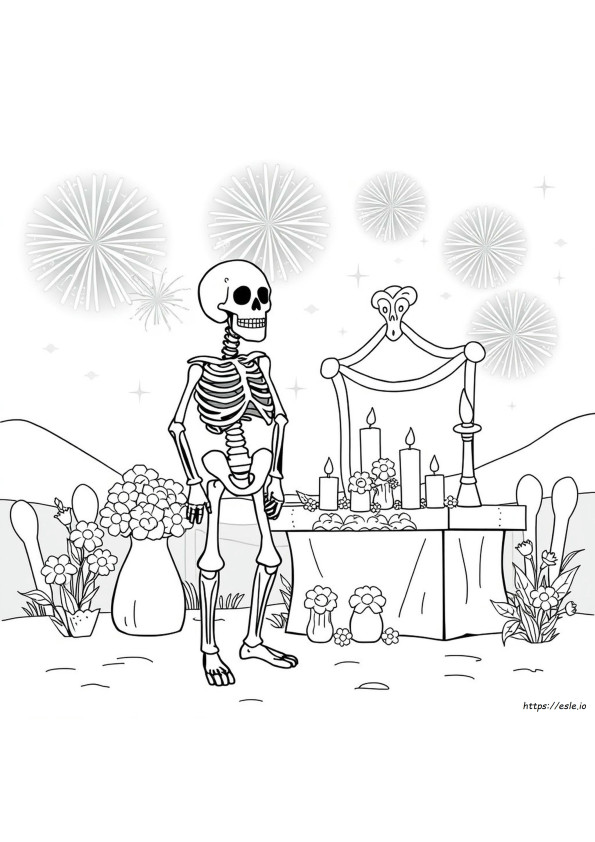 Halaman Mewarnai Dia De Los Muertos Untuk Anak-Anak, Dapat Dicetak