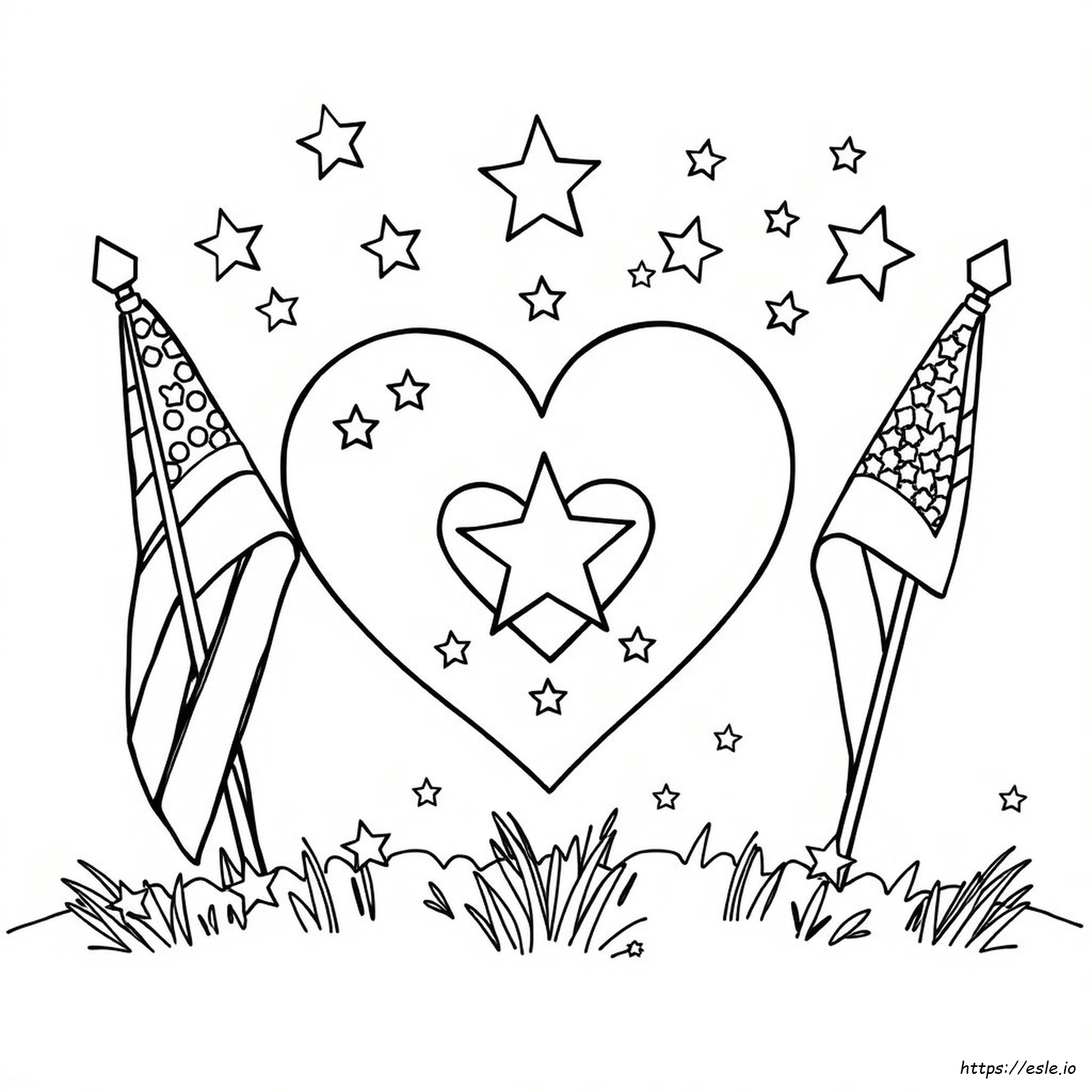 Patriotic Heart Coloring Page