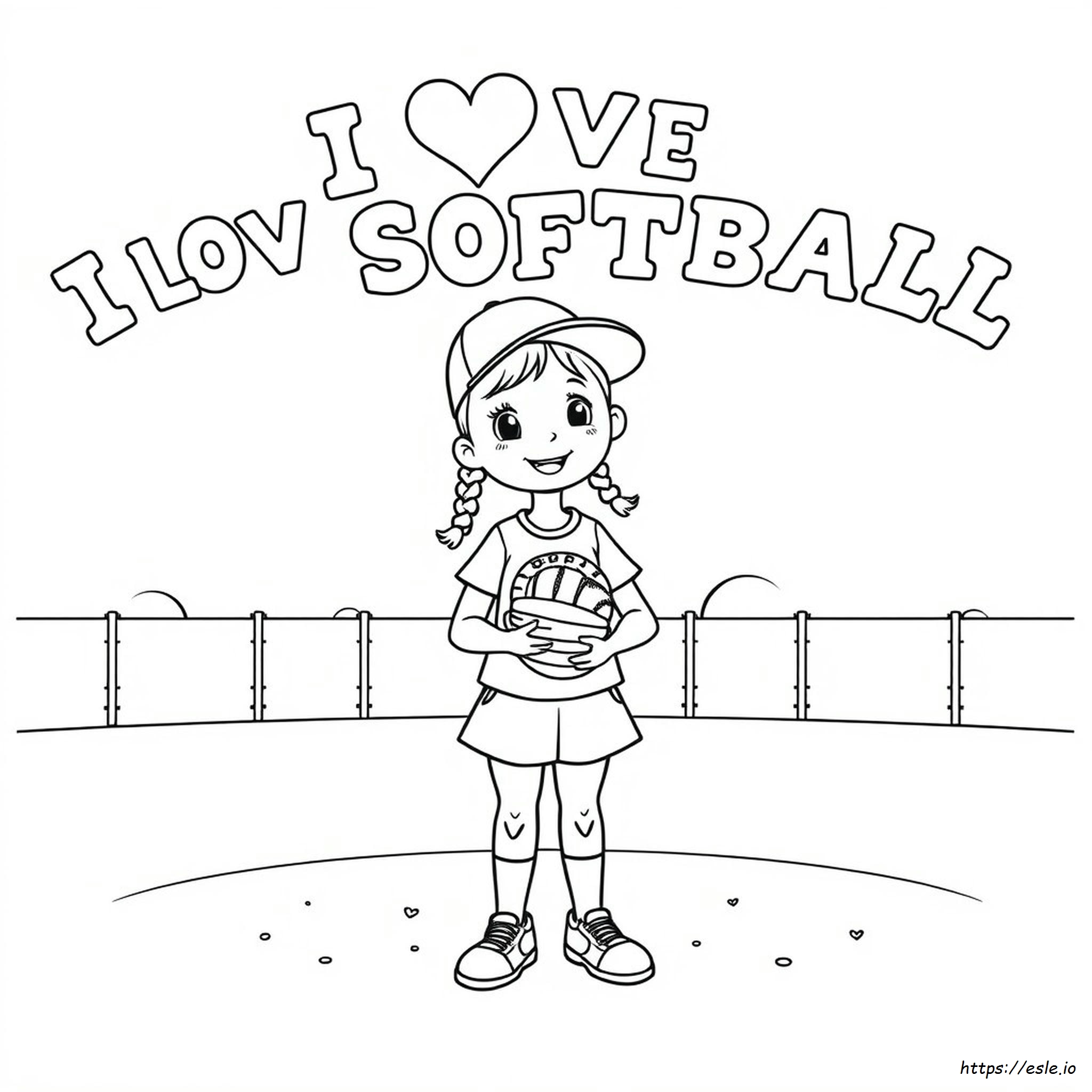 Printable I Love Softball Coloring Pages