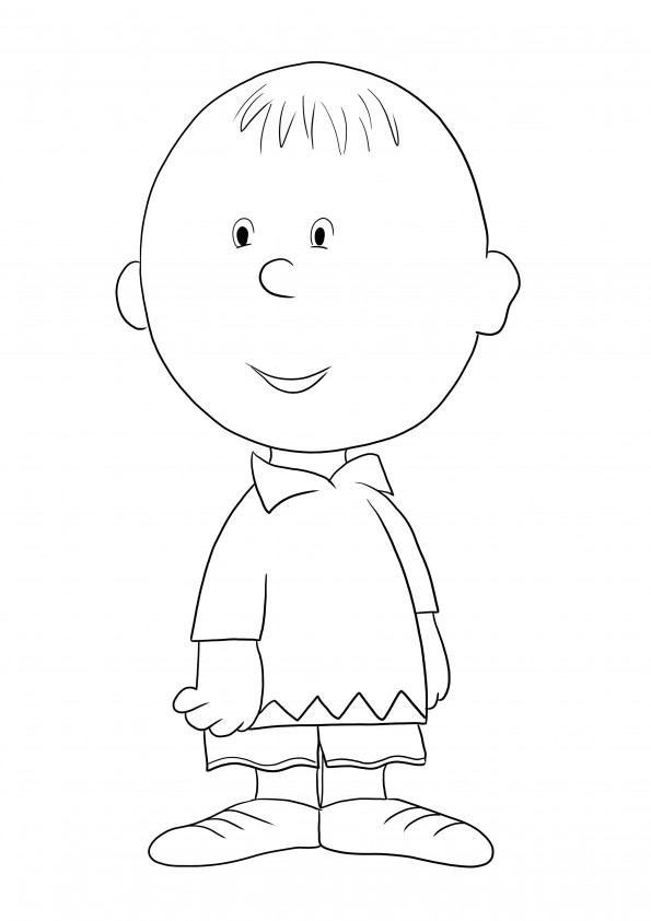 Super cute Charlie Brown coloring page to print or download for free for children