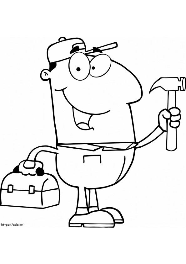 Construction Worker With Hammer coloring page