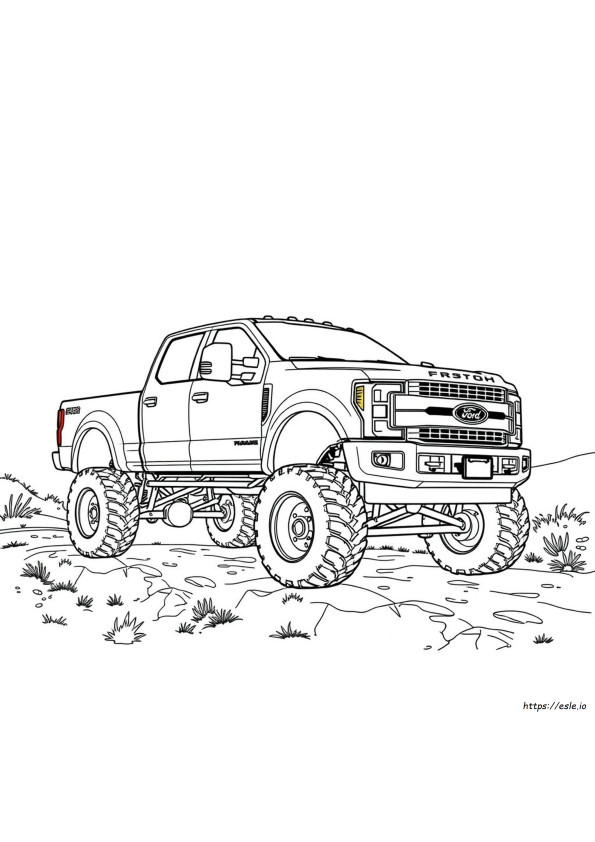 Ford F350 Dually Truk Ford Yang Diangkat Gambar Mewarnai