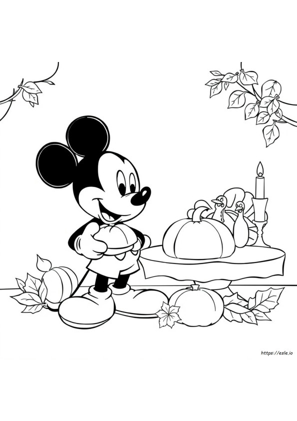 Lembar Mewarnai Mickey Mouse Thanksgiving