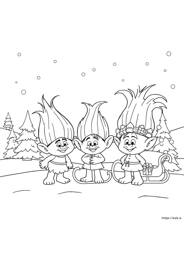 Trolls Christmas Coloring Pages