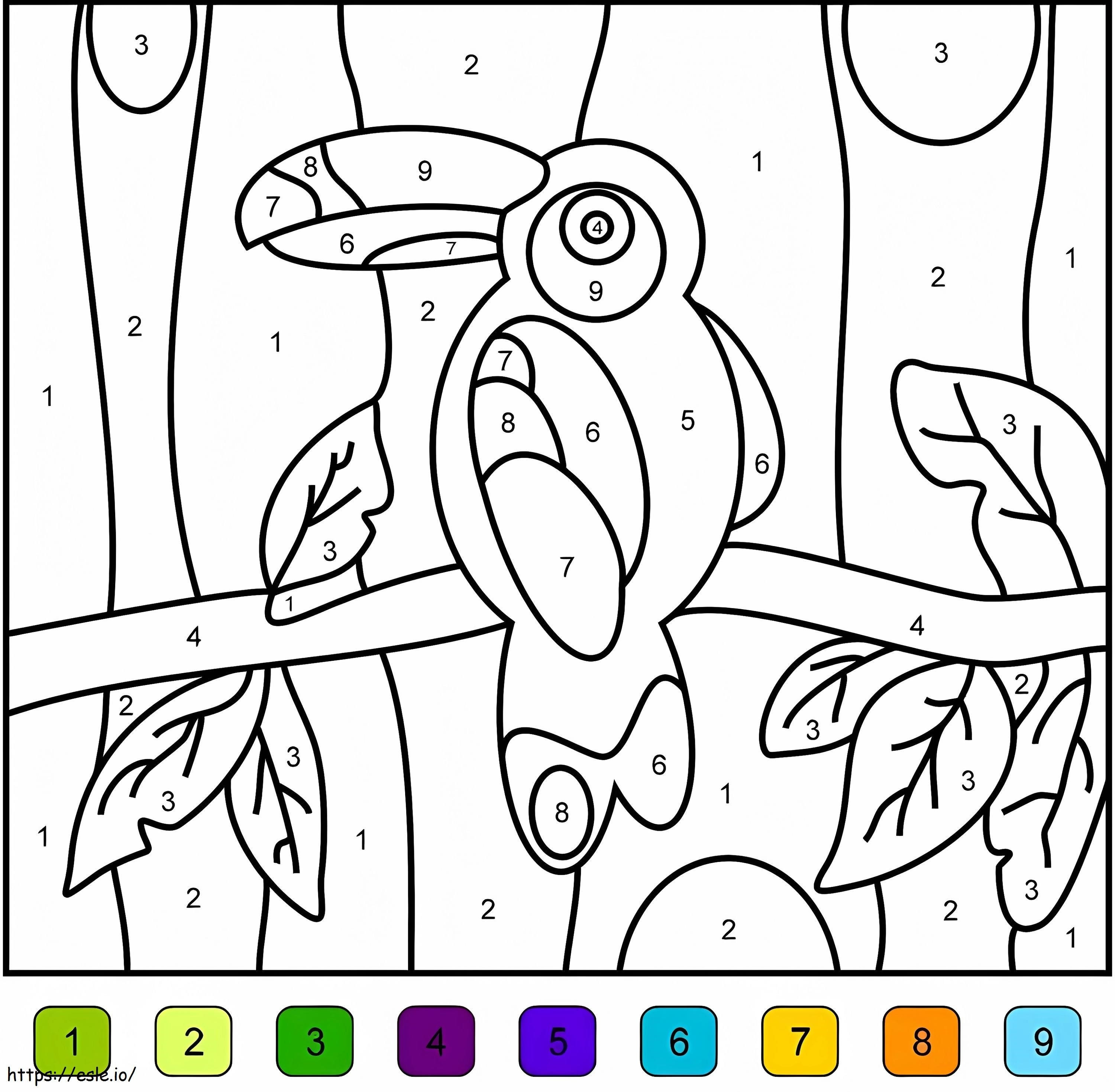 Cor do tucano por número para colorir