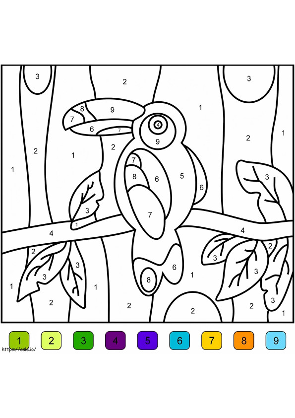Tucanul colorează după număr de colorat