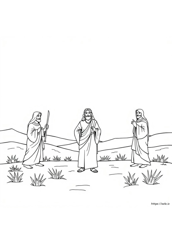 Jesus Tempted In The Wilderness Coloring Page