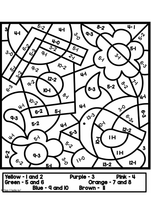 Free Color By Subtraction coloring page