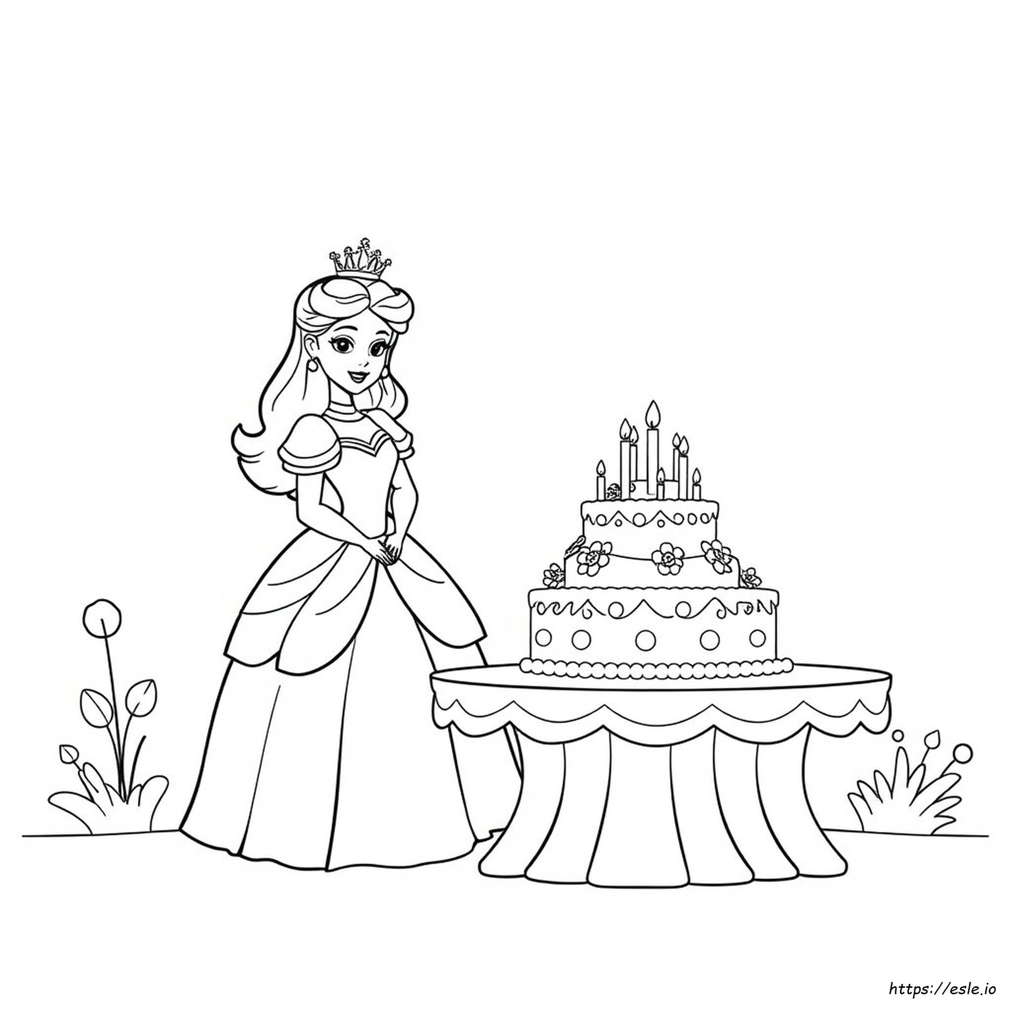 Princess Cake Coloring Pages