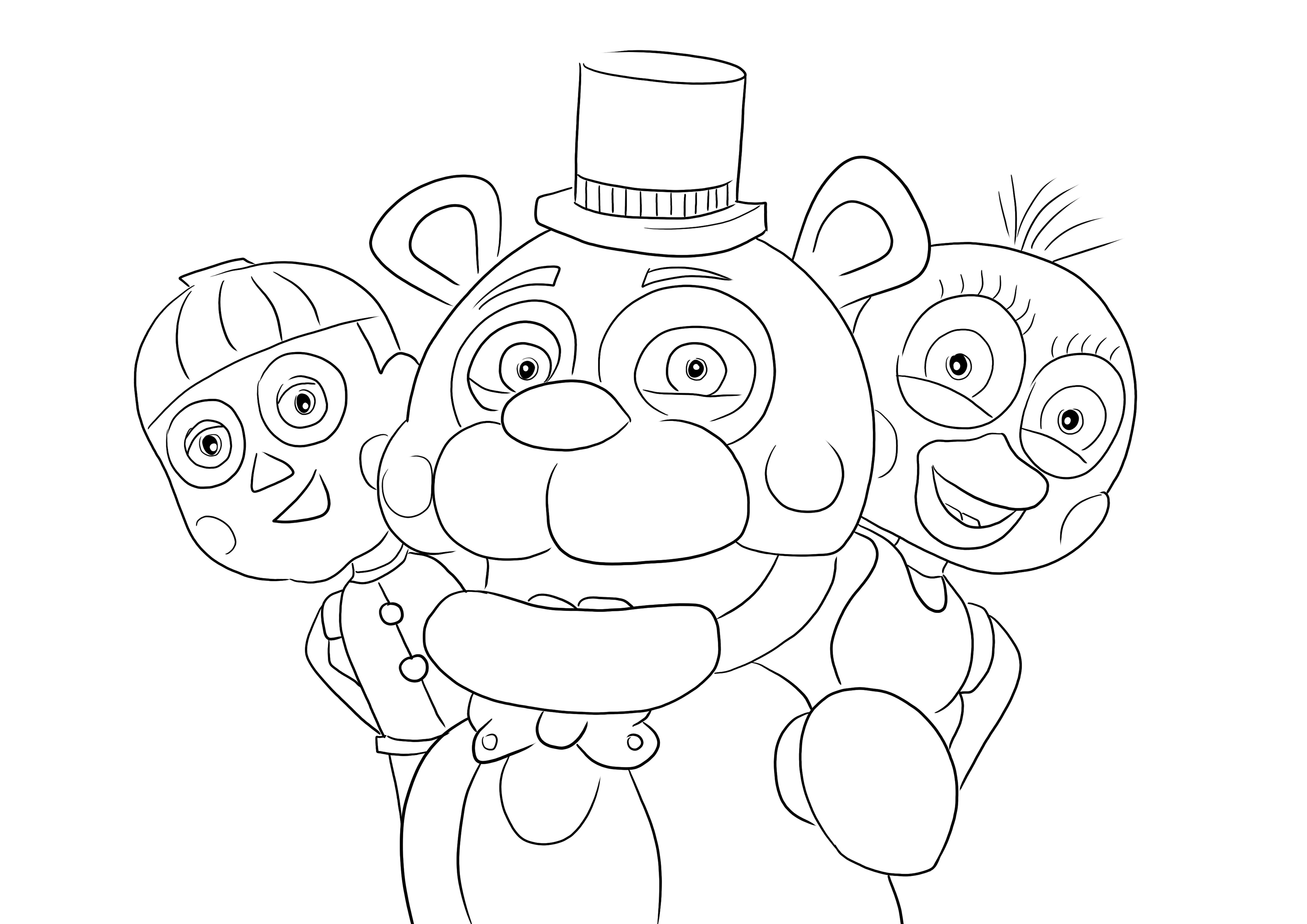Five Nights at Freddy's All Characters coloring page for easy and free printing