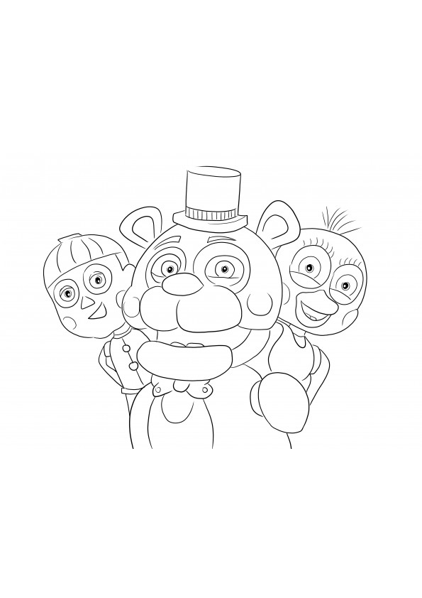 Dibujo de Five Nights at Freddy's Todos los Personajes para colorear para imprimir fácil y gratis