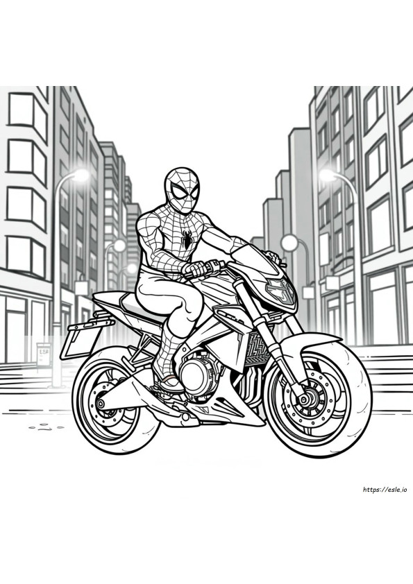 Spiderman On Motorcycle Coloring Pages