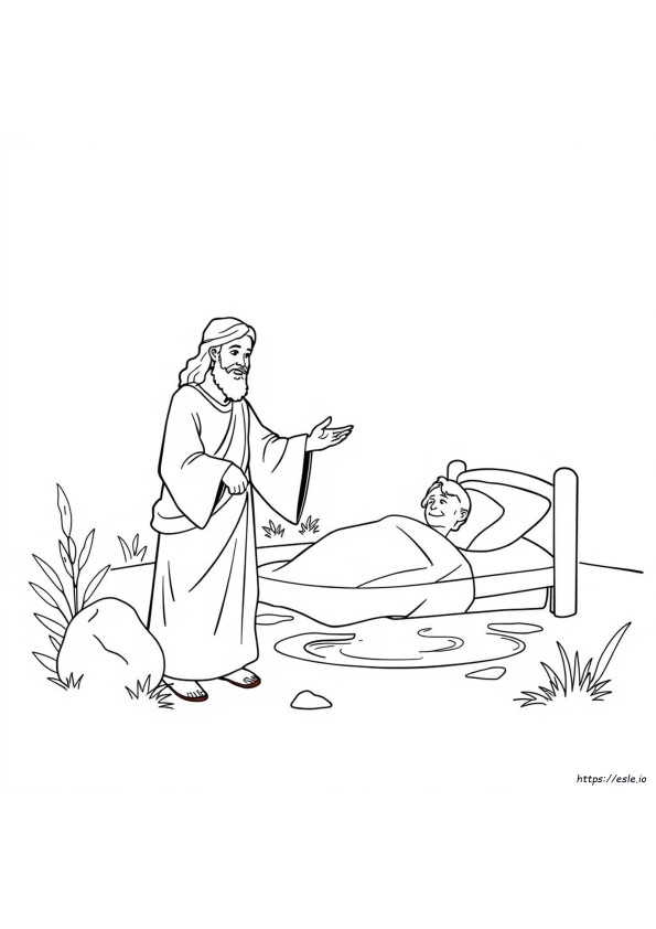 Printable Jesus Heals Coloring Page