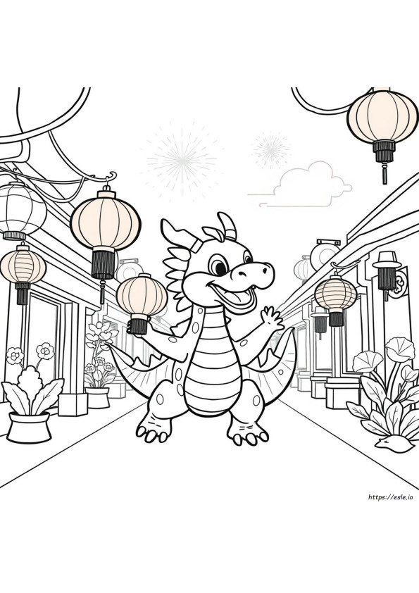 Tahun Baru Cina Gambar Mewarnai Untuk Prasekolah