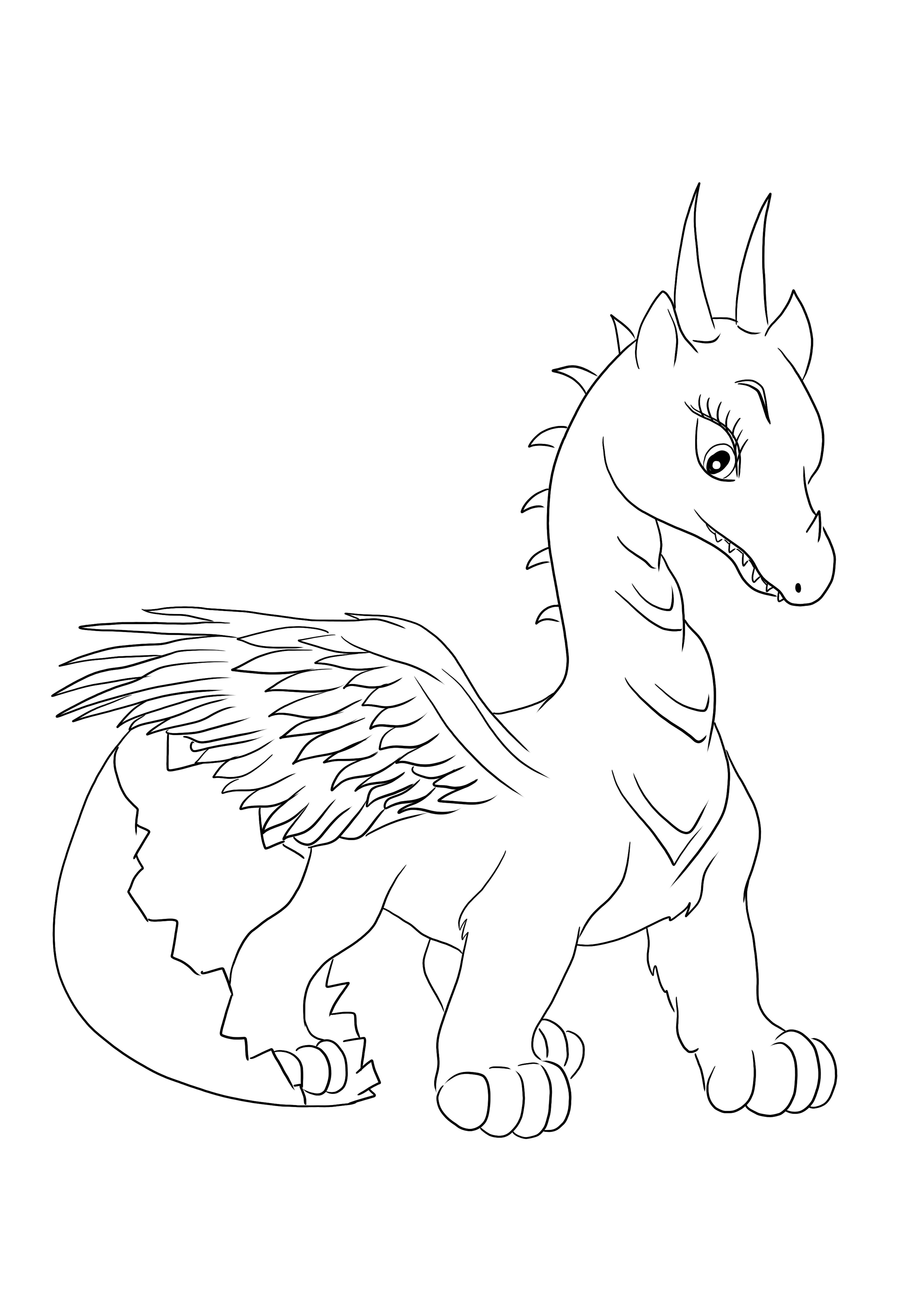 Cute Baby Dragon free printable coloring sheet to download and save for later for kids