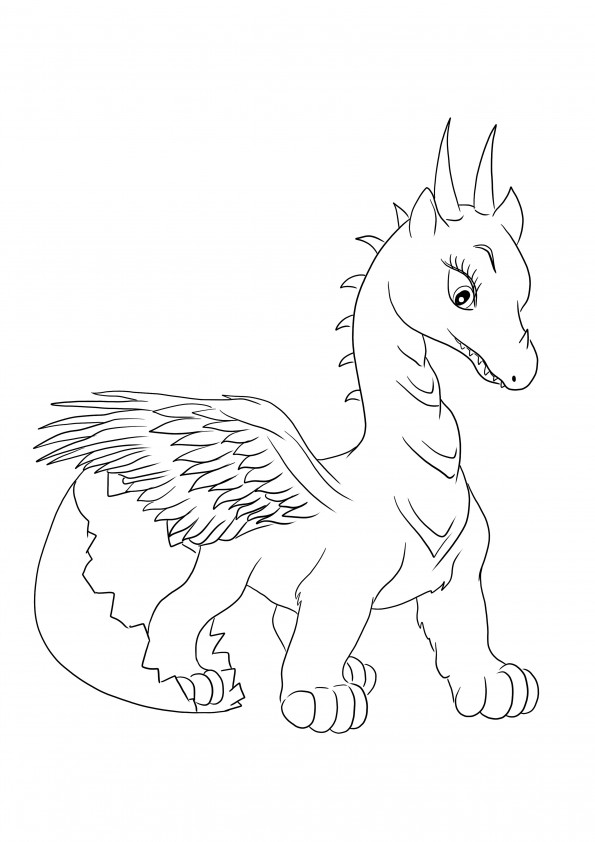 Cute Baby Dragon free printable coloring sheet to download and save for later for kids
