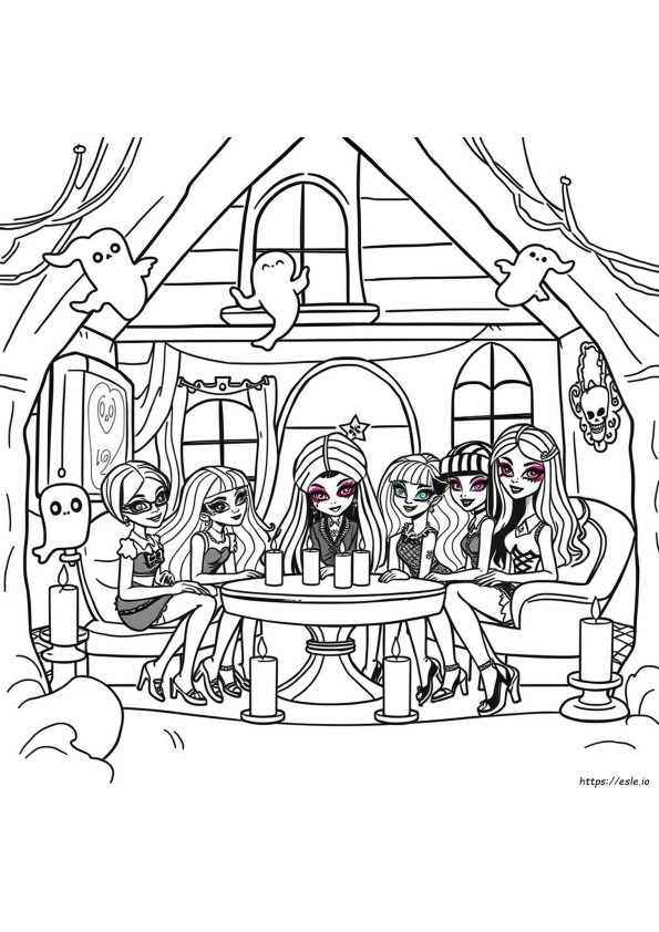 Monster High Pijama Partisi Boyama Sayfaları