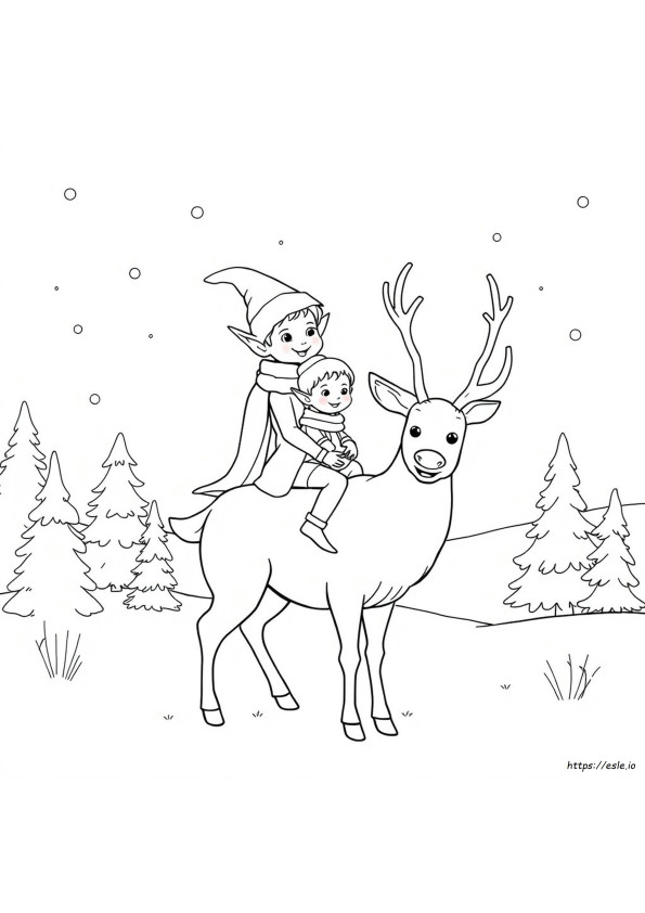 エルフのペットトナカイぬりえ