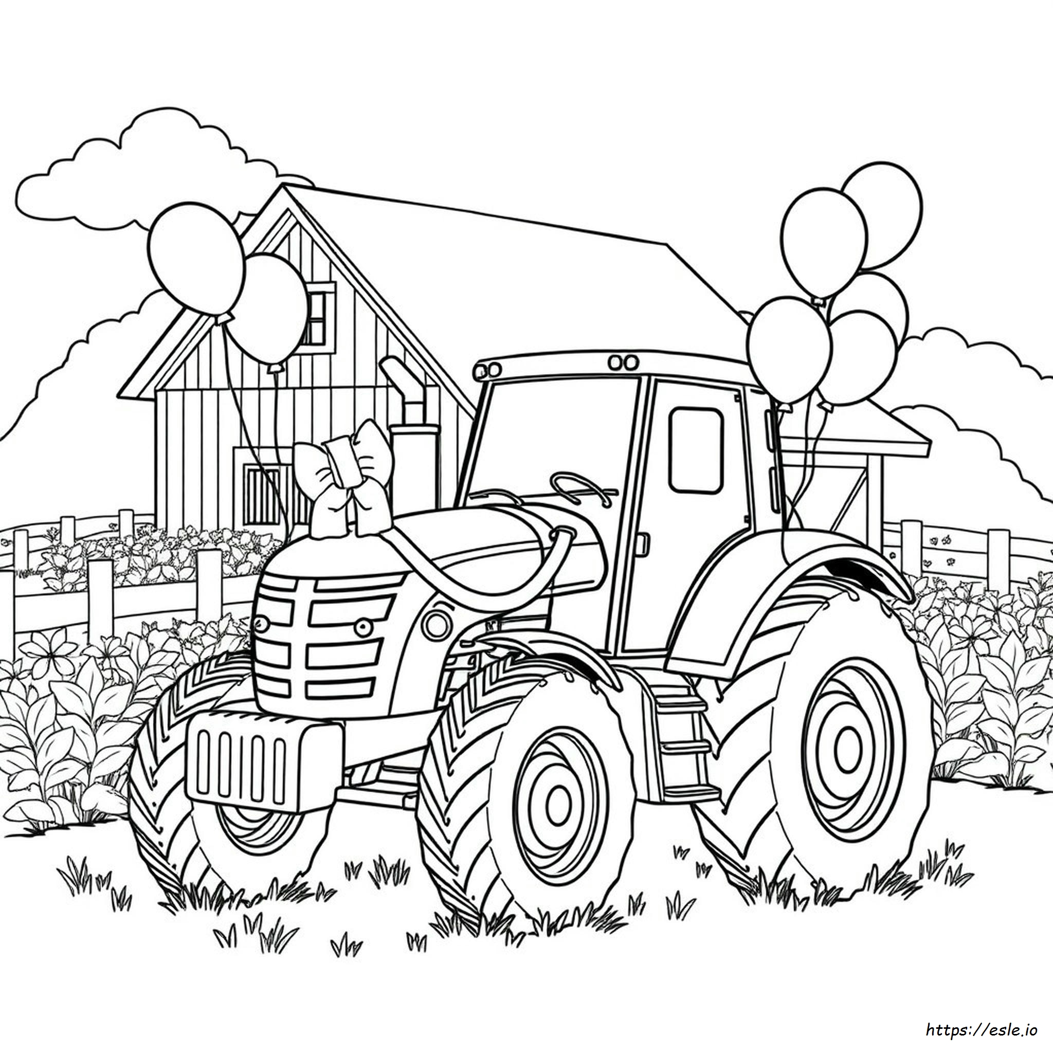 Tractor Birthday Coloring Page