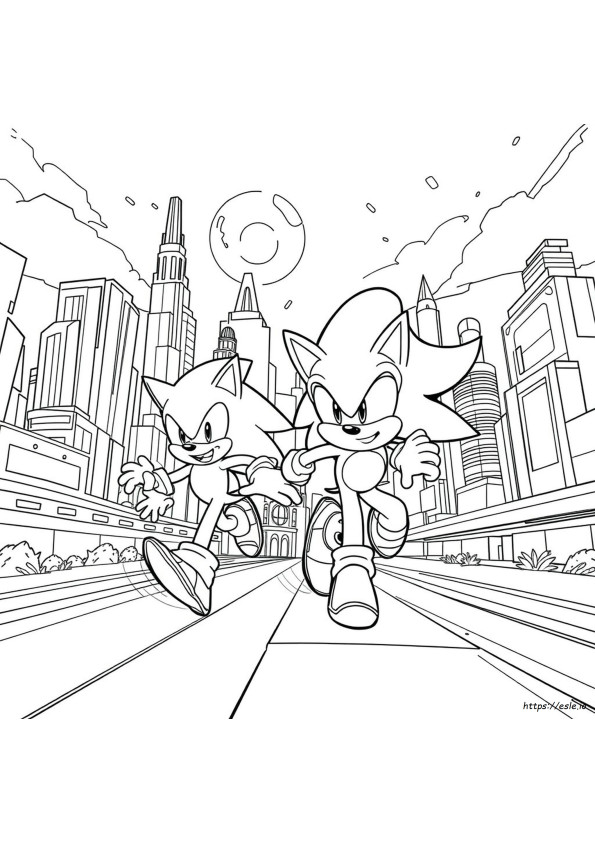 Sonic And Classic Sonic Coloring Pages