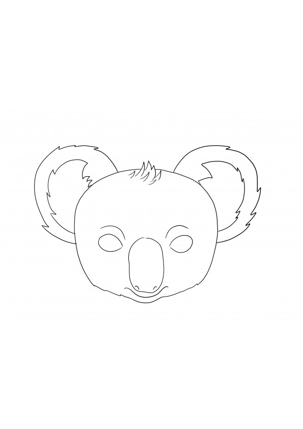 Koala Mask ilmaiseen värityssivun tulostamiseen lapsille värittämiseen ja hauskanpitoon