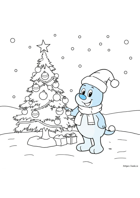 Bluey Pohon Natal Gambar Mewarnai Natal
