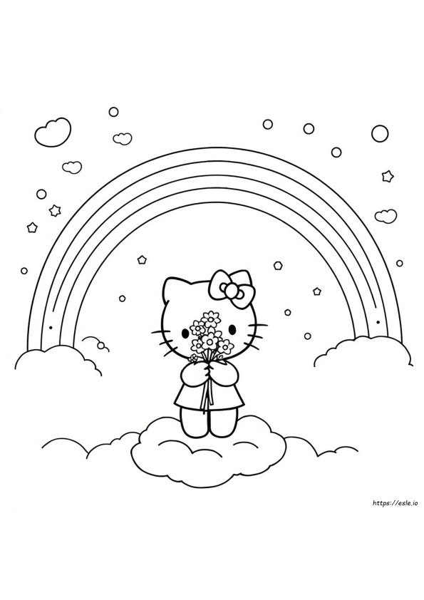 Hello Kitty Coloring Pages Rainbow