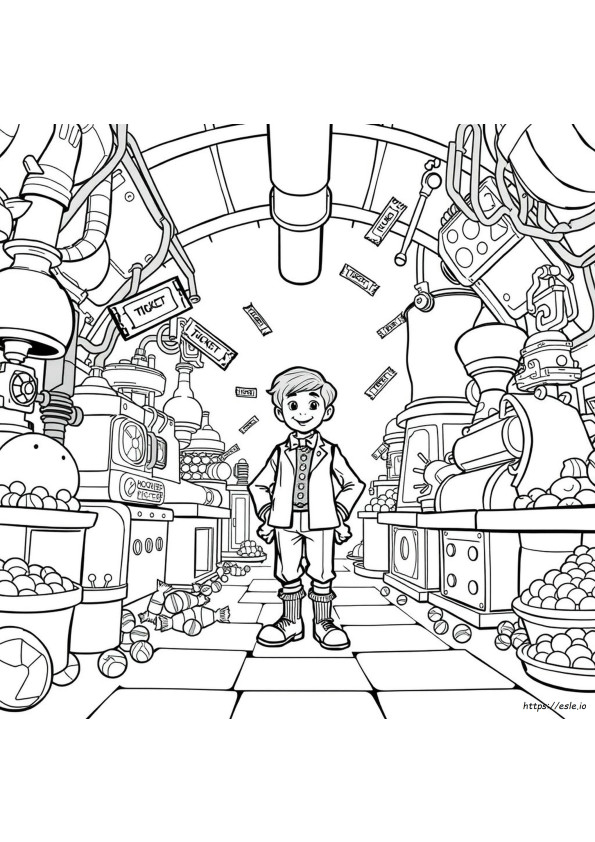 Charlie Dan Pabrik Cokelat Gambar Mewarnai Dapat Dicetak