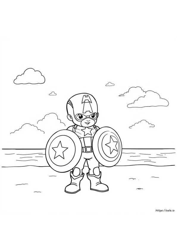 Cute Captain America Coloring Pages