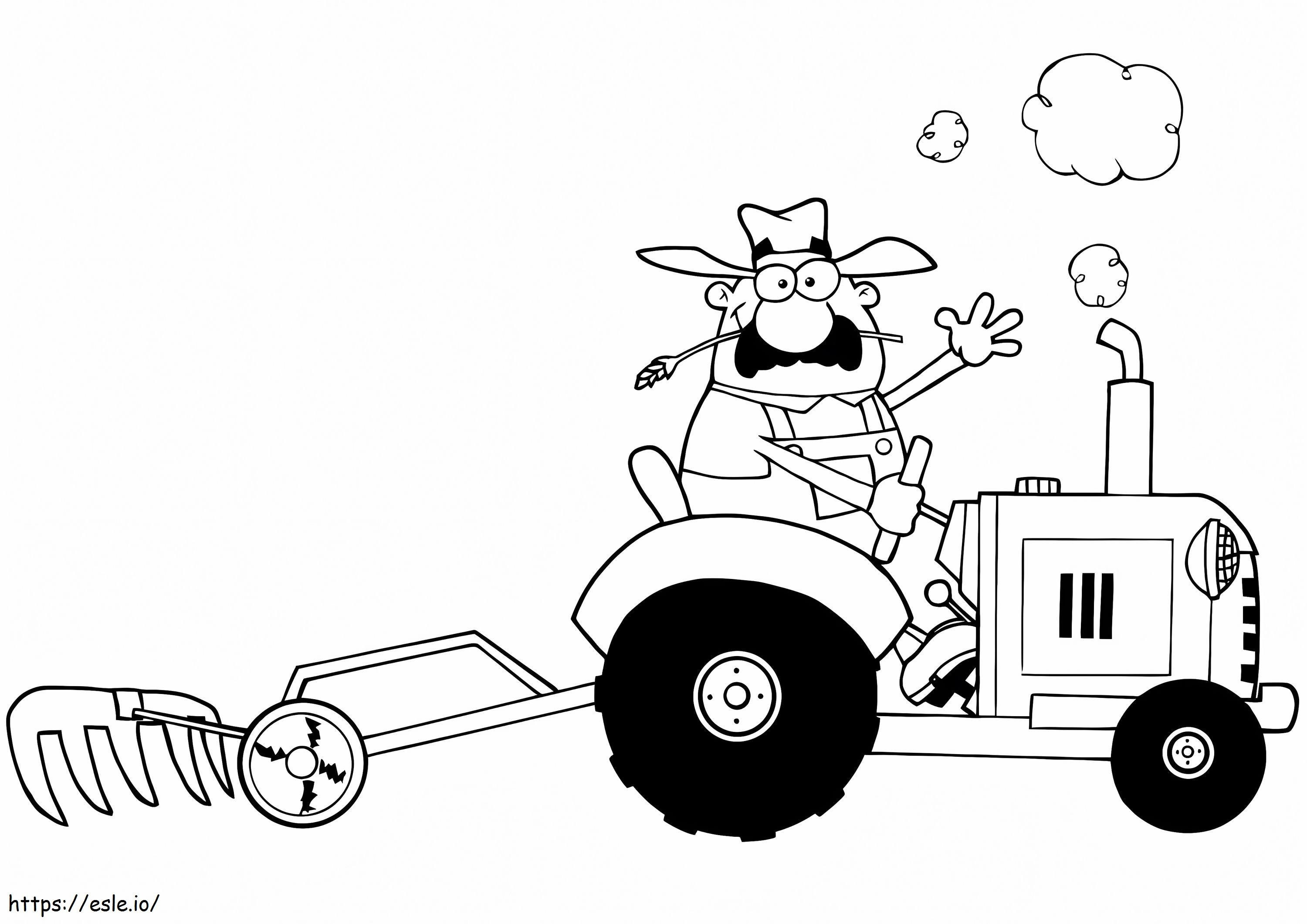 Farmer Driving Tractor coloring page