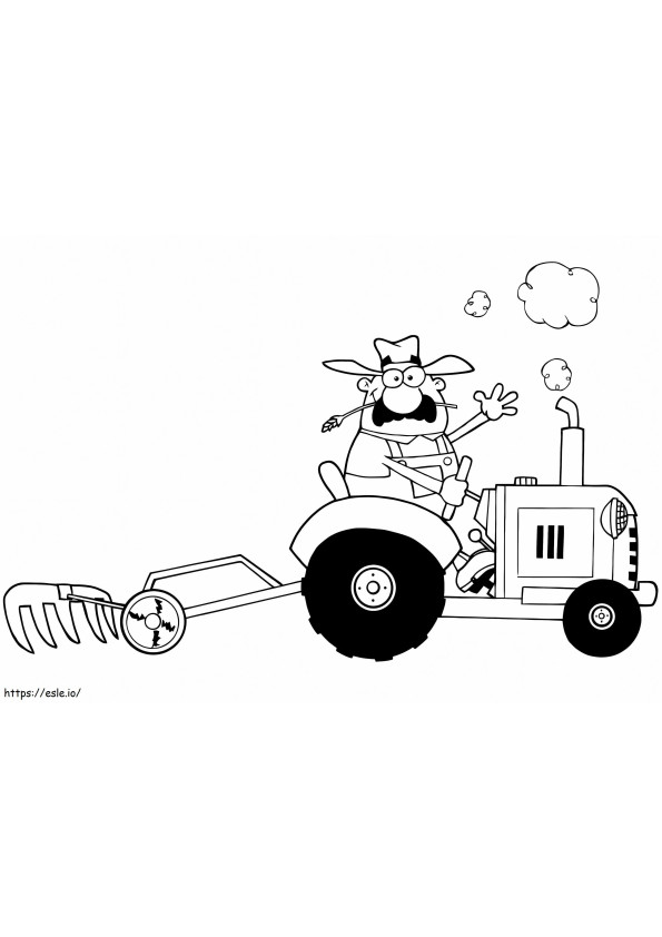 Farmer Driving Tractor coloring page
