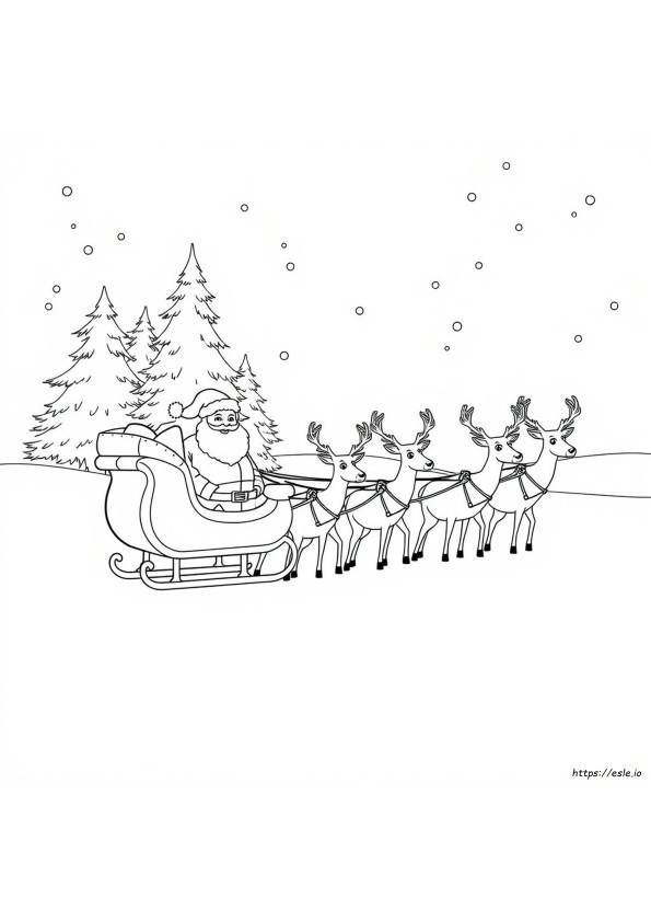 Santa Dan Rusa Kutub Gambar Mewarnai Yang Dapat Dicetak