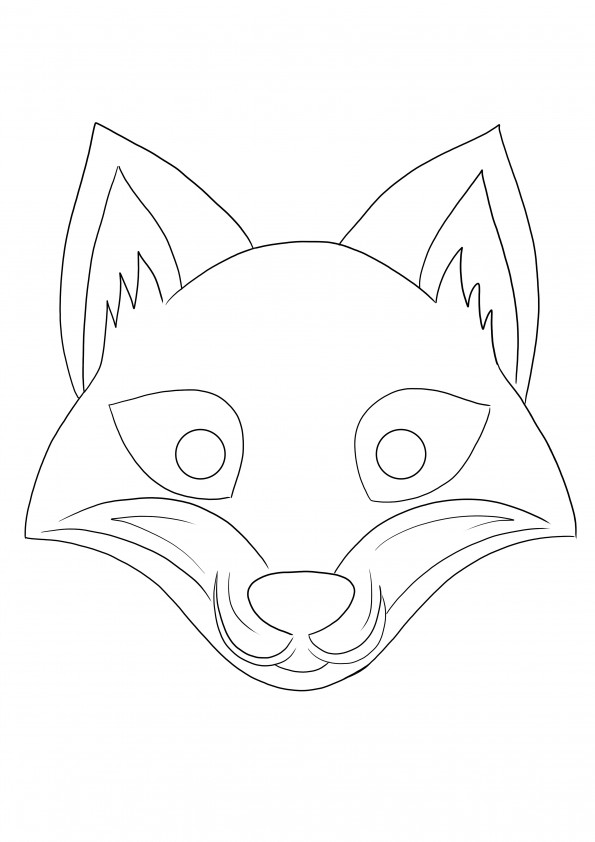 O pagină de colorat cu fața de vulpe, care poate fi imprimată sau descărcată gratuită, pentru ca copiii să se distreze