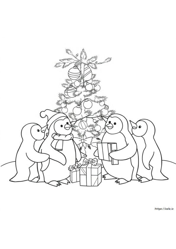 Anak Penguin Natal Gambar Mewarnai