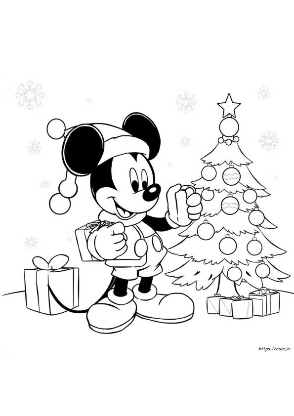Halaman Mewarnai Natal Mickey Mouse Disney