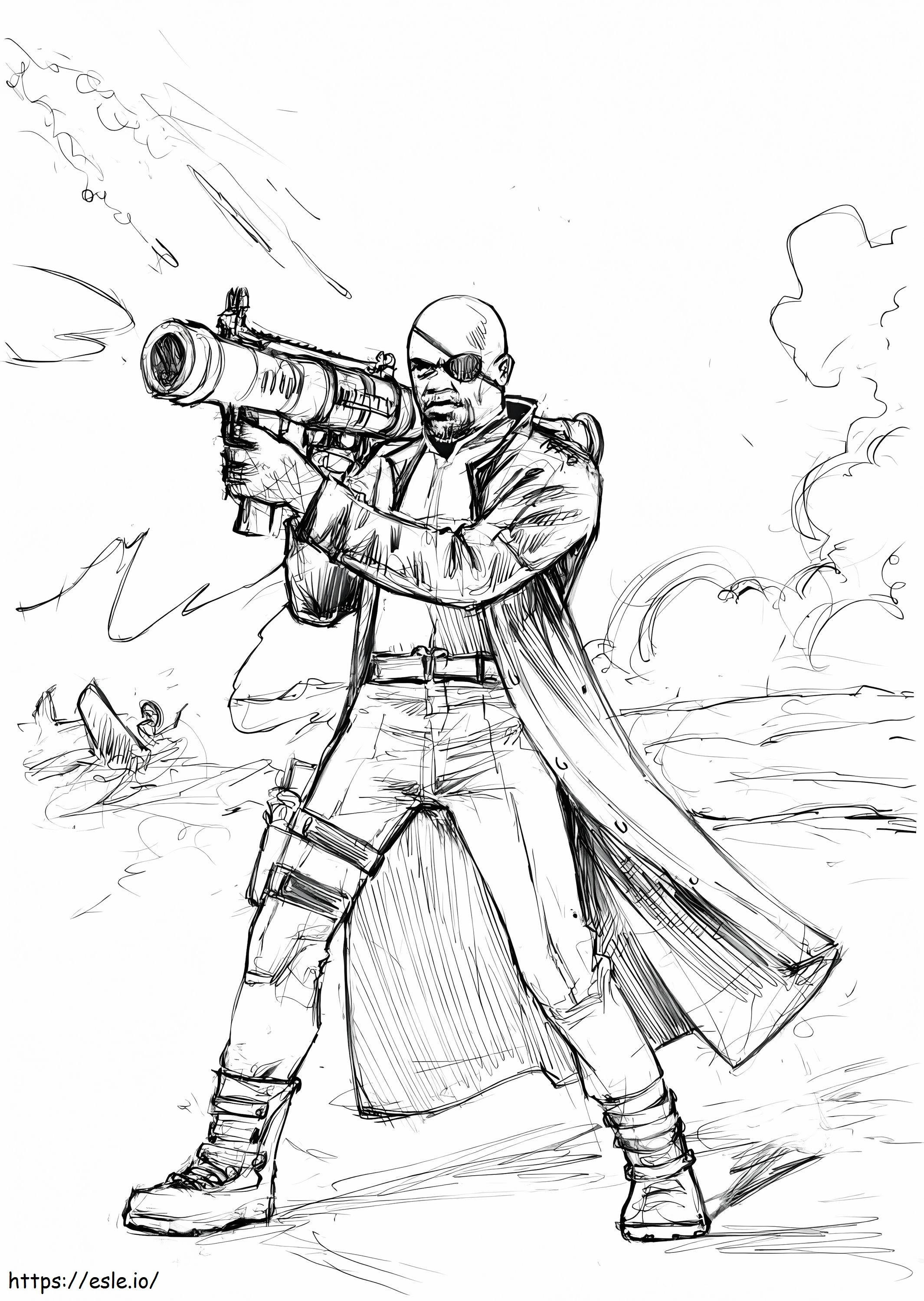 Nick Fury com Bazuca para colorir