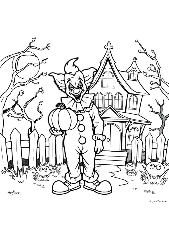 Halaman Mewarnai Badut Seram Halloween