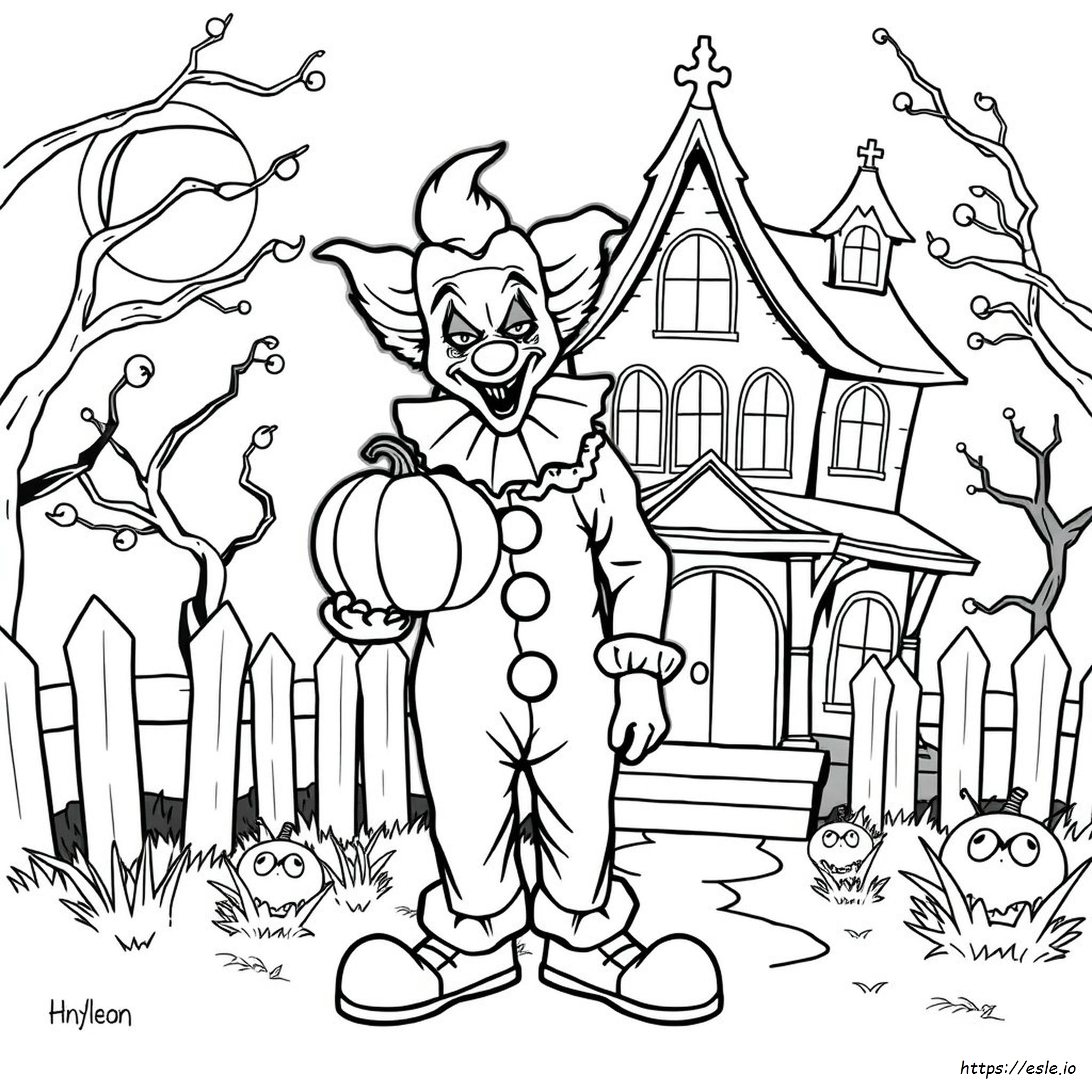 Pagina Da Colorare Con Clown Spaventoso Di Halloween
