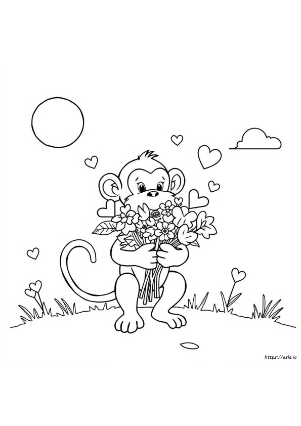 Monyet Valentine Gambar Mewarnai