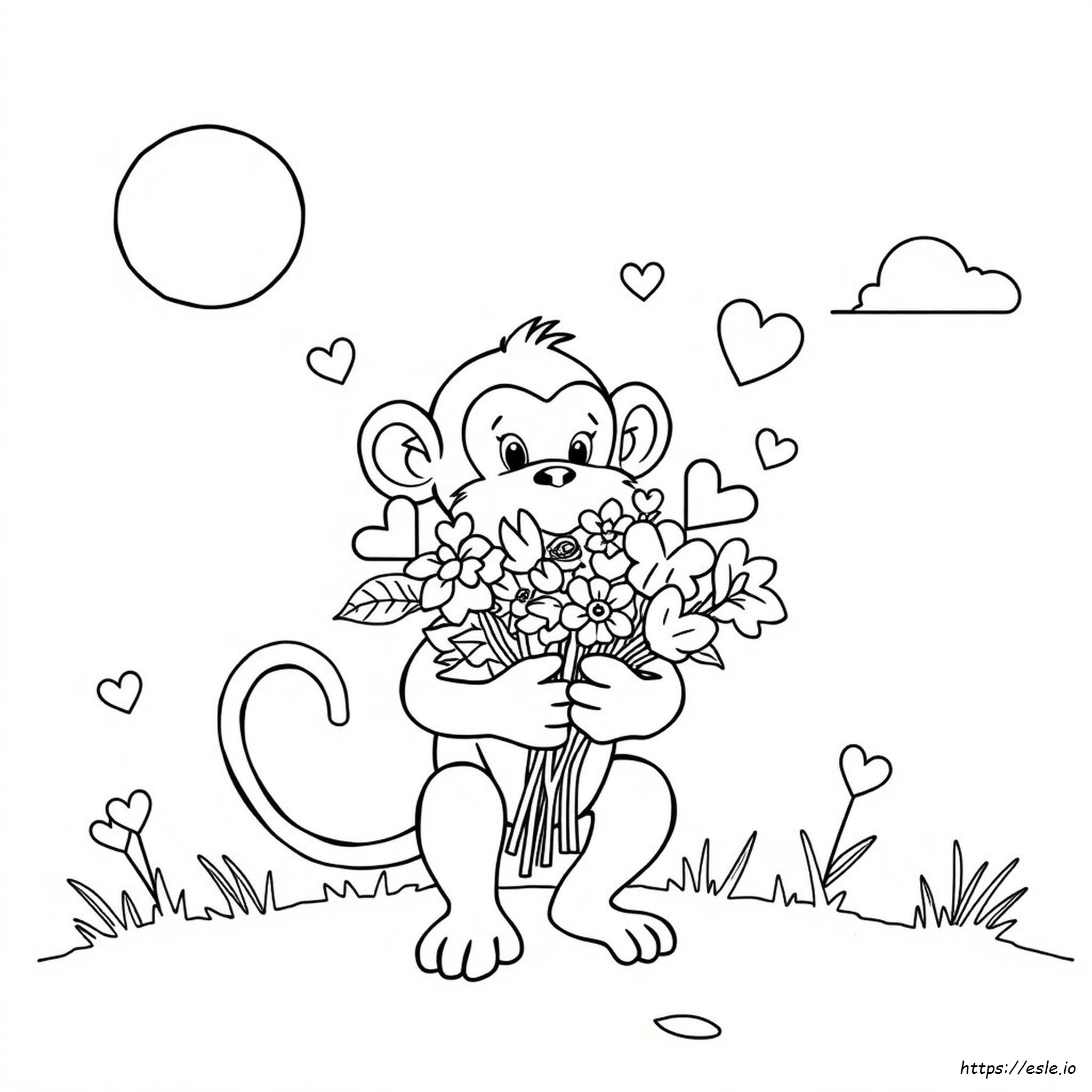 Scimmie Di San Valentino Da Colorare