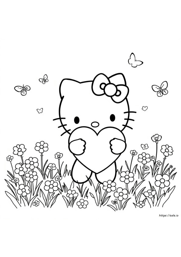 Hello Kitty Heart Coloring Pages