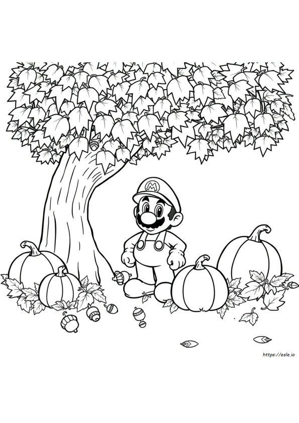 Halaman Mewarnai Mario Musim Gugur