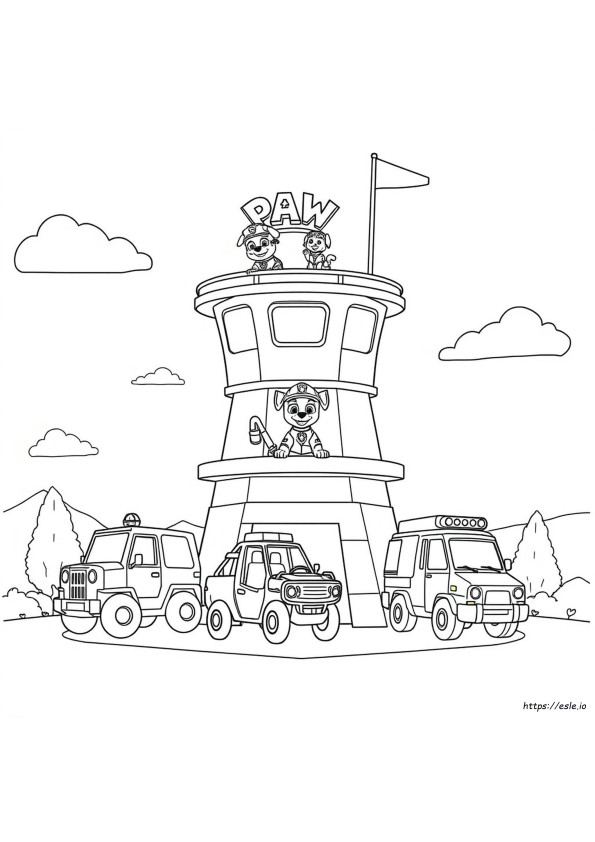 Menara Pengawas Paw Patrol Gambar Mewarnai
