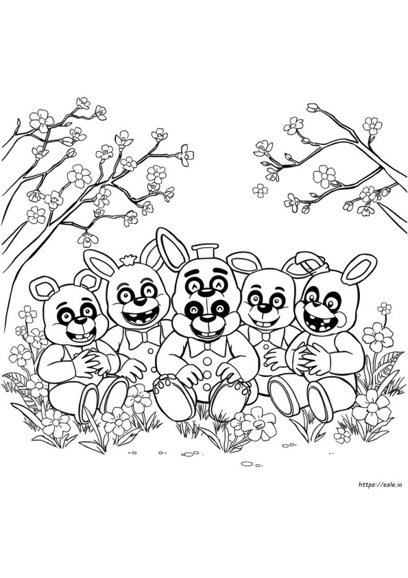 Spring Trap Fnaf Tüm Karakterler Boyama Sayfaları