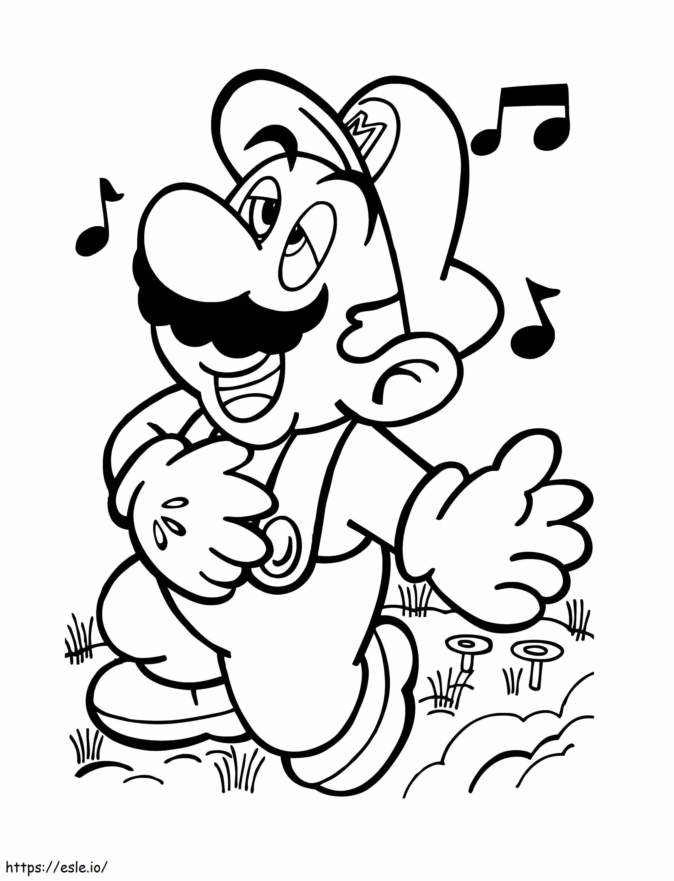 Coloriage Mario chantant à imprimer dessin